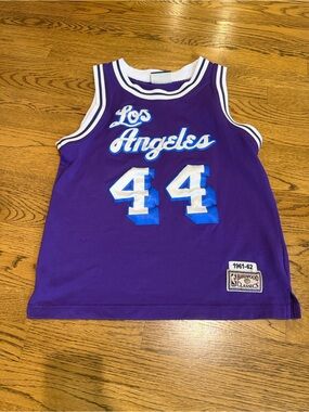Vintage Hardwood Classics Branded Los Angeles Lakers Jerry West #44 Purple YL